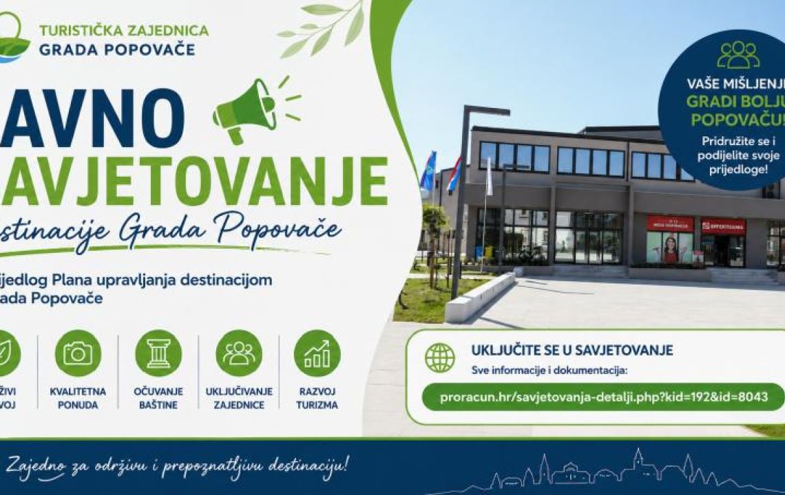 Javno savjetovanje – Plan upravljanja destinacijom Grada Popovače